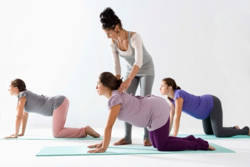 Pregnant women in exercise class